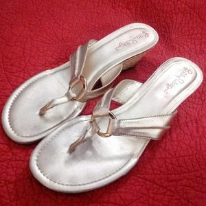 Lilly Pullitzer gold wedge heel shoes